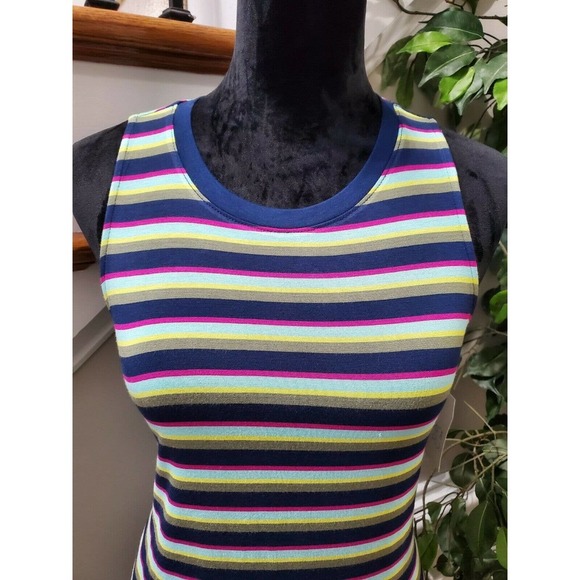 Time and Tru Women's Multicolor Rayon Round Neck Sleeveless Knee Length Dress M - Picture 5 of 12